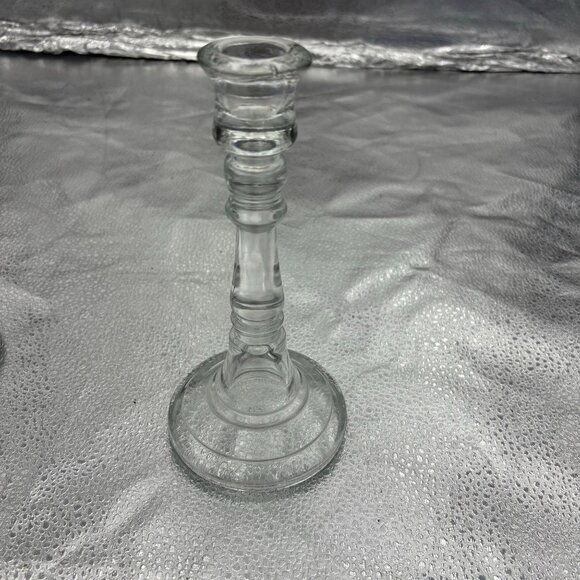 Vintage Candlestick Holders Clear Glass 8” Set Of 2 Romantic Date Night Wedding - Picture 3 of 13